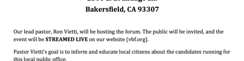 Church hosting mayoral candidates forum announcement.